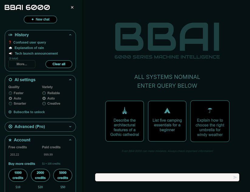 Bargain Bin AI's interface